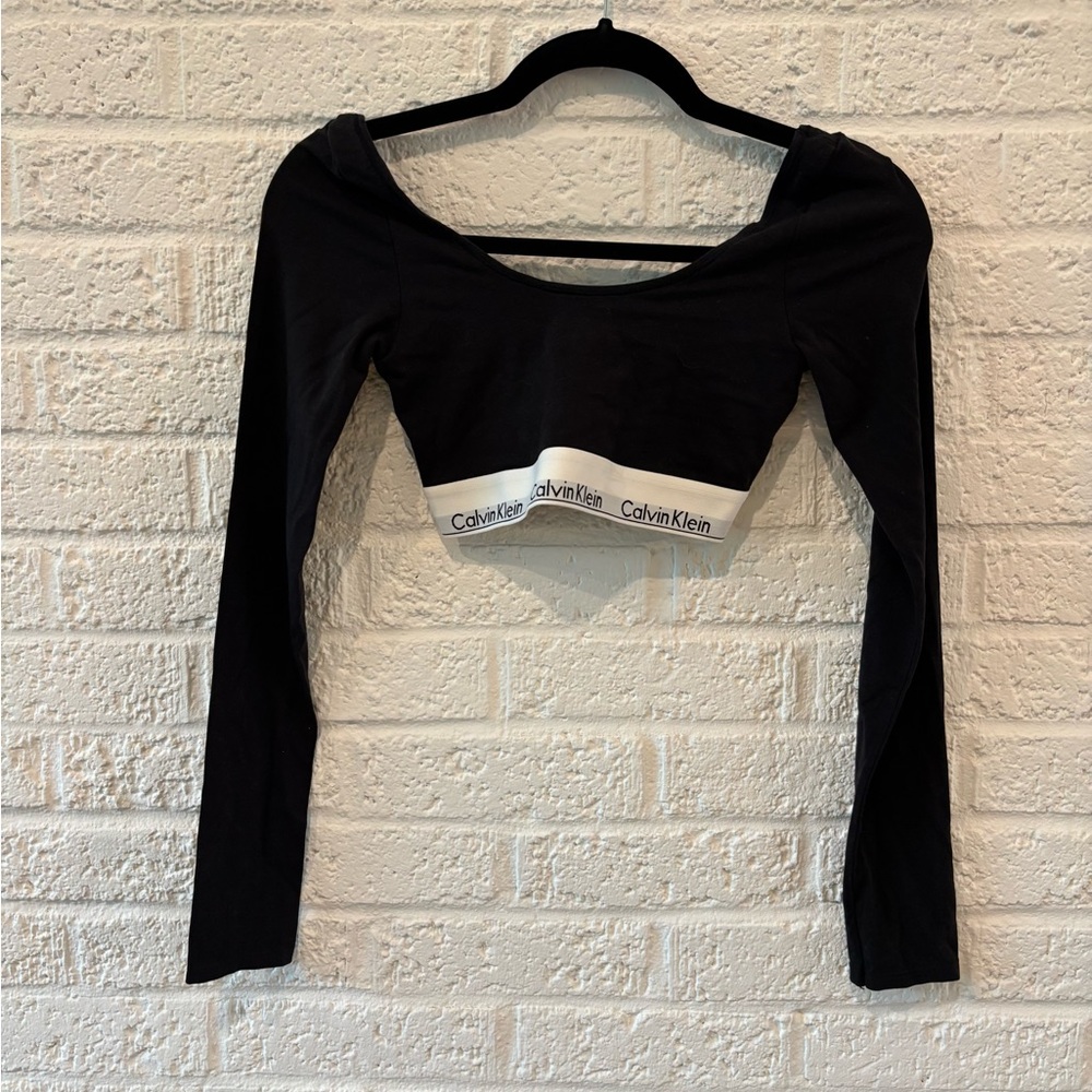 Calvin Klein Black Fitted Long-sleeve Crop